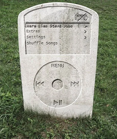 Image 4: Fotomontaje de lápida con forma de iPod, eso sí, sin batería